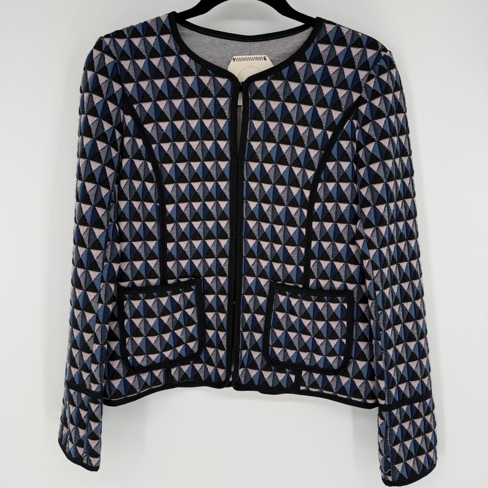 ANTHROPOLOGIE‎ HEI HEI VALO QUILTED JACKET XS DIAMOND GEOMETRIC PRINT